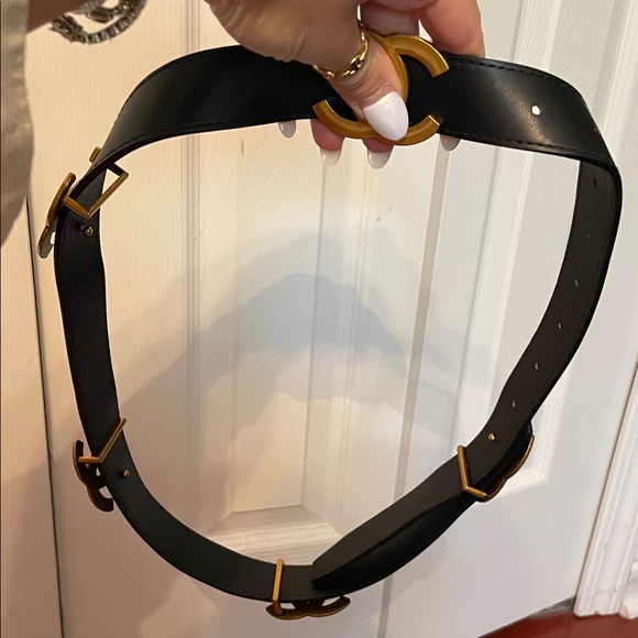 Black and Gold CC Women's Belt - Picture 2 of 2